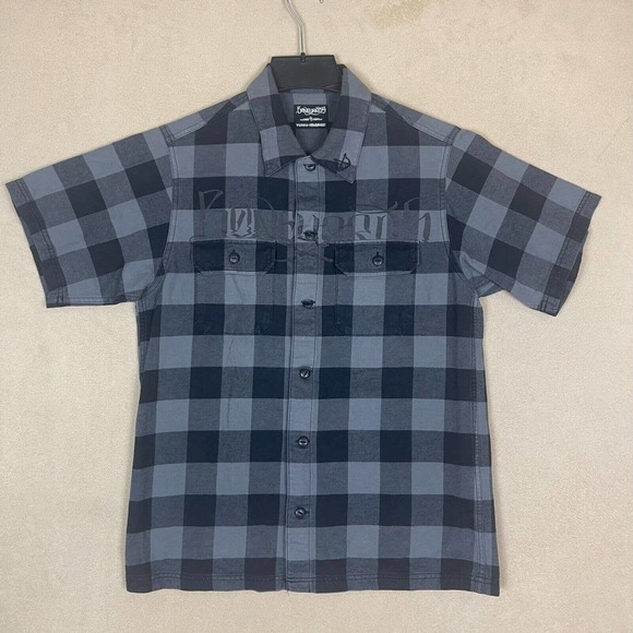 Stussy x Neighborhood Boneyards Short Sleeve Button Up Shirt Mens‎ S Checkered - Picture 1 of 12